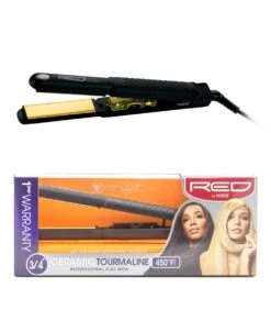 Red By Kiss Ceramic Tourmaline Professional Flat Iron 450F 3/4 Inch #Fi075