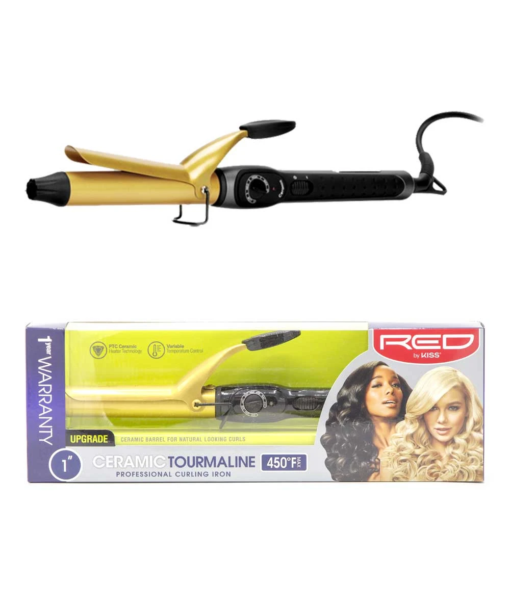 Red By Kiss Ceramic Tourmaline Professional Curling Iron 450F 1 Red By Kiss Ceramic Tourmaline Professional Curling Iron 450F