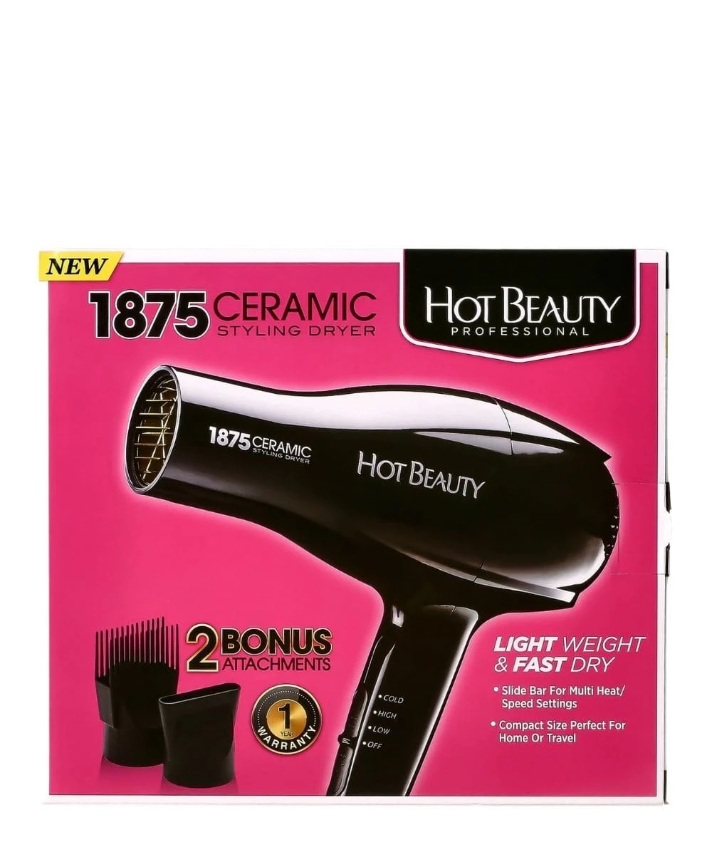 Hot Beauty Styling Dryer 1875 Ceramic With Bonus 2 Attachments #Hbd01 1 Hot Beauty Styling Dryer 1875 Ceramic With Bonus 2 Attachments #Hbd01