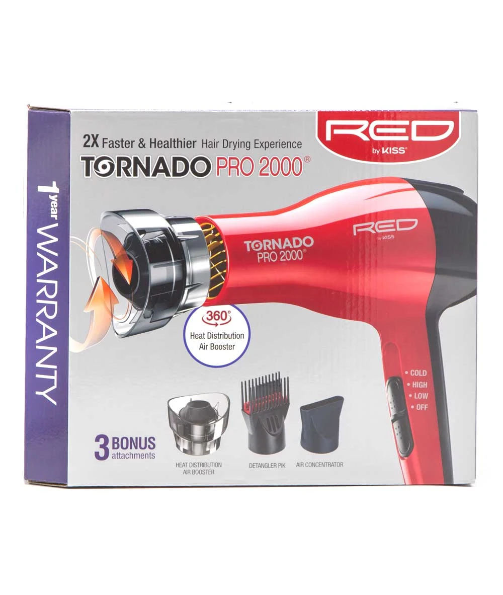 Red By Kiss Tornado Pro 2000 Blow Dryer #Bd08 1 Red By Kiss Tornado Pro 2000 Blow Dryer #Bd08