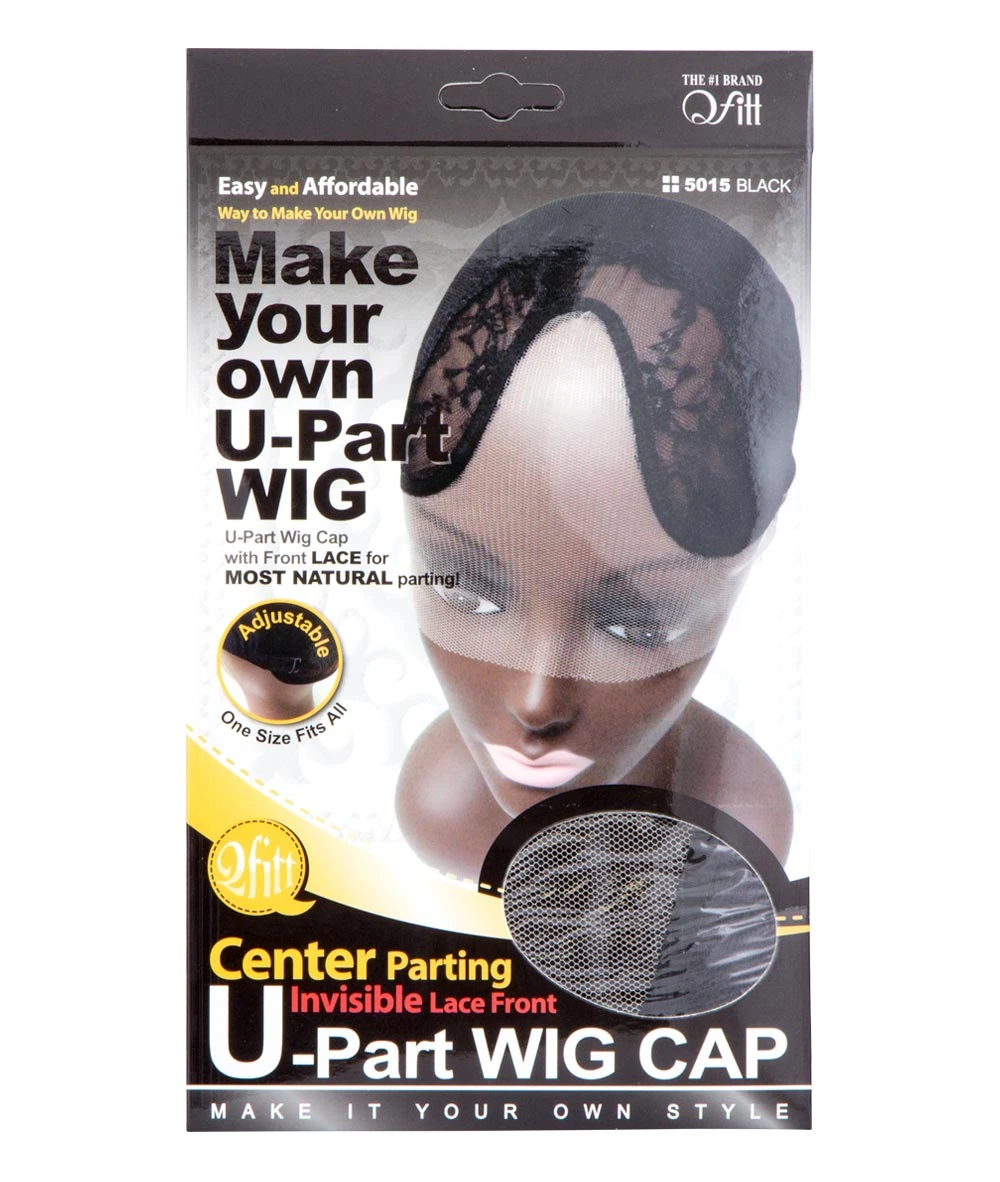 M&M Qfitt Center Parting U-Part Wig Cap With Lace Front #5015 Black 1 M&M Qfitt Center Parting U-Part Wig Cap With Lace Front #5015 Black