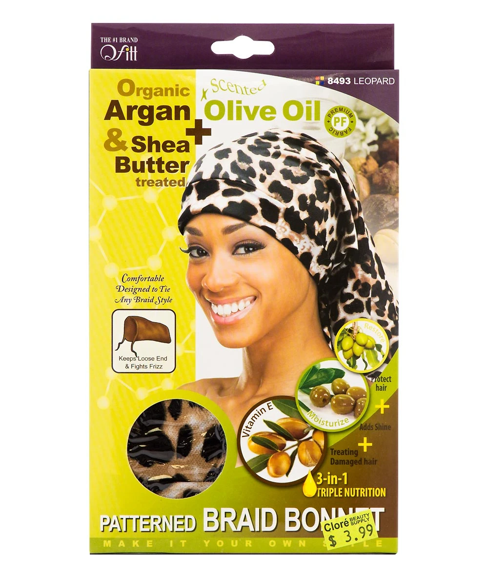 M&M Qfitt Organic Argan & Shea Butter + Olive Oil Patterned Braid Bonnet #8493 2 M&M Qfitt Organic Argan & Shea Butter + Olive Oil Patterned Braid Bonnet #8493 - Image 2