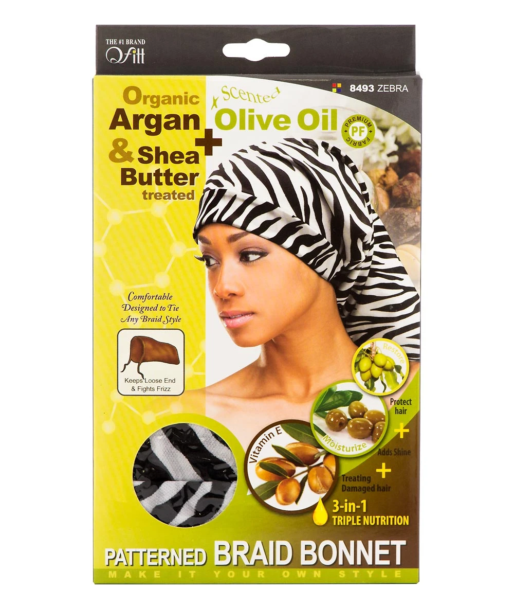 M&M Qfitt Organic Argan & Shea Butter + Olive Oil Patterned Braid Bonnet #8493 3 M&M Qfitt Organic Argan & Shea Butter + Olive Oil Patterned Braid Bonnet #8493 - Image 3