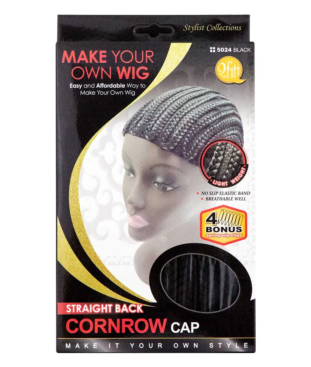 M&M Qfitt Straight Back Conrow Cap Black #5024 1 M&M Qfitt Straight Back Conrow Cap Black #5024