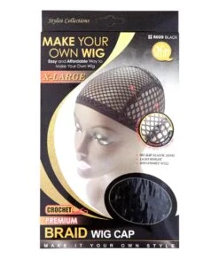 M&M Qfitt Crochet Premium Braid Wig Cap Black #5029