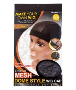 M&M Qfitt Stretch Mesh Dome Style Wig Cap Black #5021