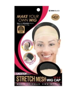 M&M Qfitt Stretch Mesh Frontal Lace Top Wig Cap[Black]