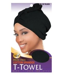 M&M Qfitt Cotton Spandex Frizz-Free T-Towel[Black] #537