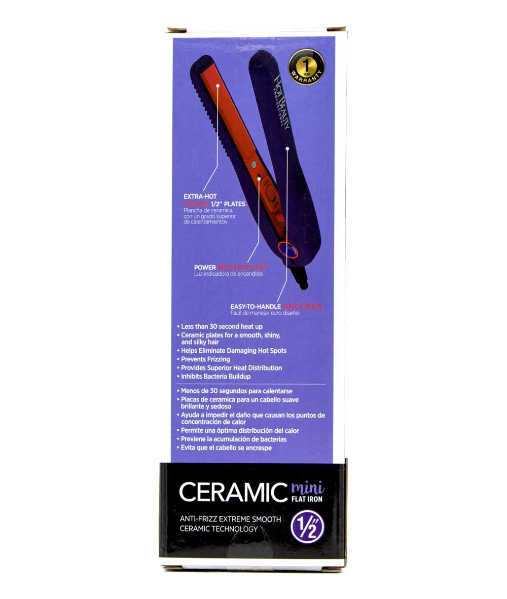 Hot Beauty Ceramic Mini Flat Iron 1/2 Inch 3 Hot Beauty Ceramic Mini Flat Iron 1/2 Inch - Image 3