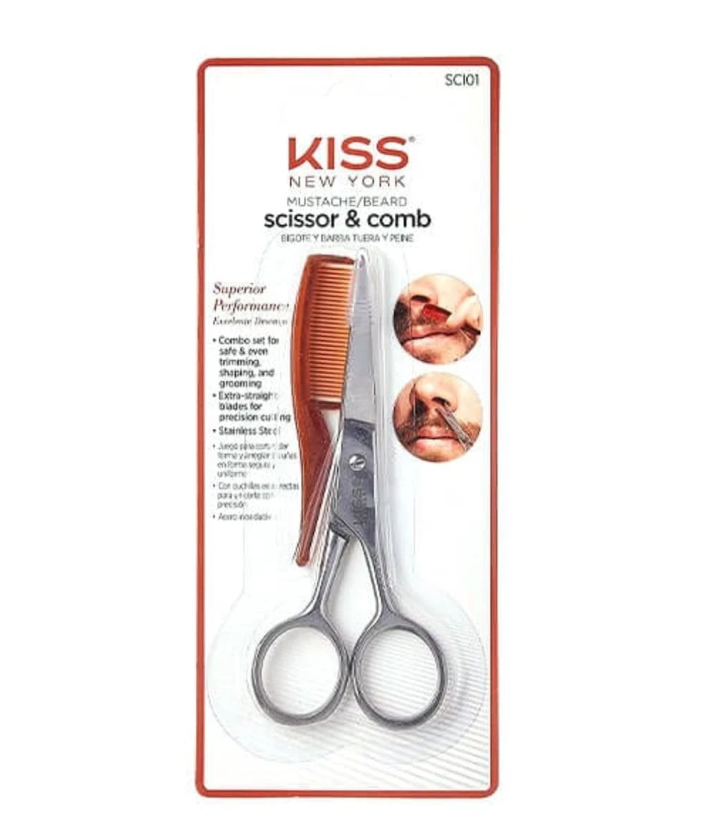 Kiss New York Mustache/Beard Scissor & Comb Sci01 1 Kiss New York Mustache/Beard Scissor & Comb Sci01
