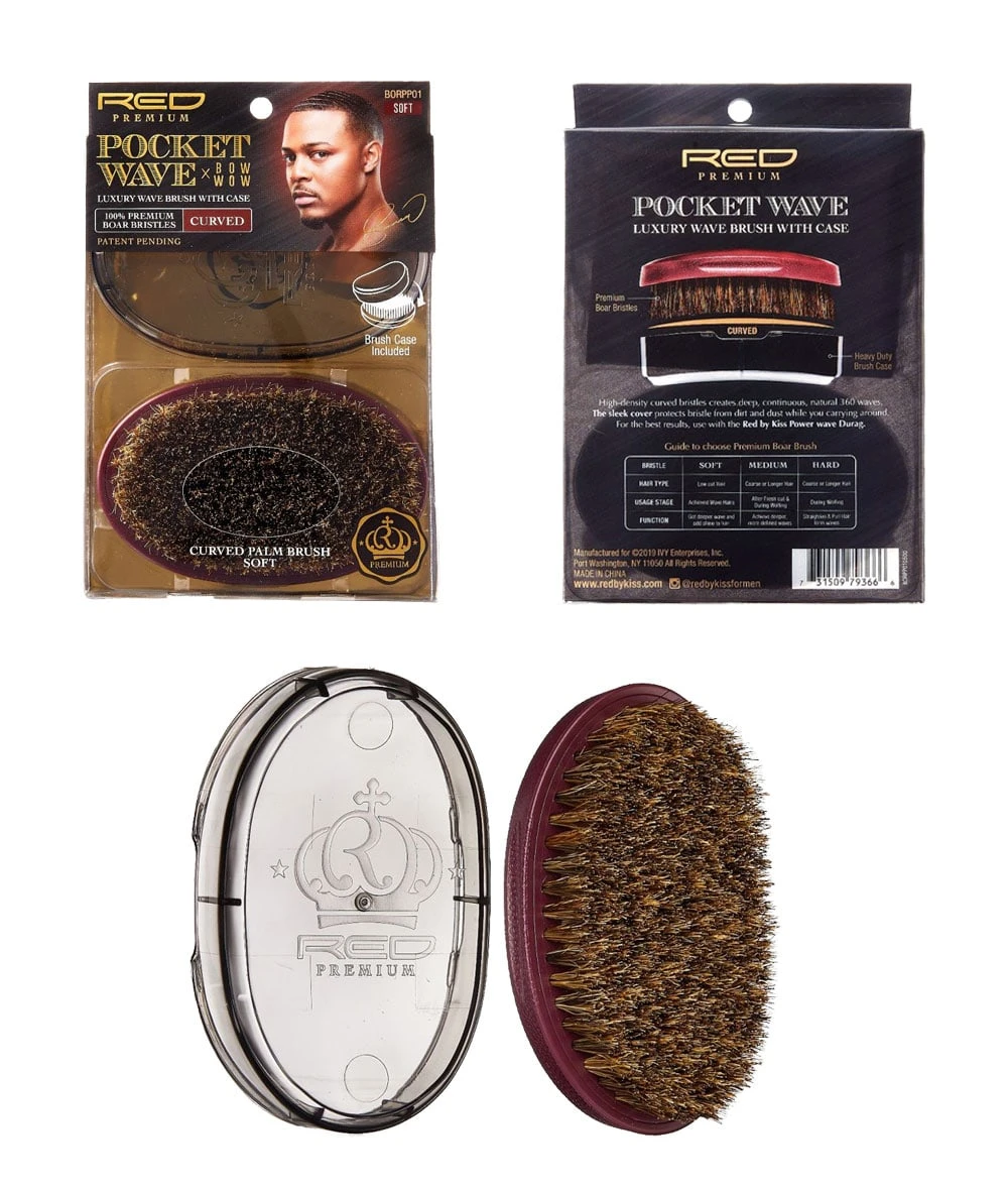 Red By Kiss Pocket Wave 100% Boar Brush #Br 7 Red By Kiss Pocket Wave 100% Boar Brush #Br - Image 7