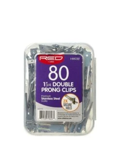 Red By Kiss Double Prong Clips 80PCS #Hmc02 [13/4 Inch ]