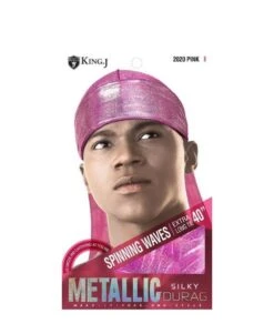 M&M King.J Extra Long Tie 40 Inch Metallic Silky Durag [Pink] #2020