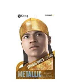 M&M King.J Extra Long Tie 40 Inch Metallic Silky Durag [Gold] #2022