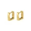 Nude Rose Stainless Steel 18K Gold Small Rectangle Earring #E-191