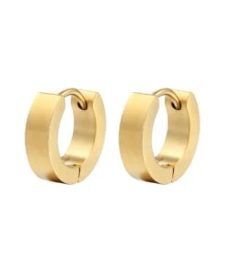 Nude Rose Stainless Steel 18K Gold Wide Small Chunky Earring #E-192