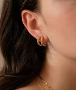 Nude Rose 18K Gold Plated 17Mm Twisted Earring #E-194 -Clore Beauty Store G00018905 2