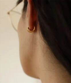 Nude Rose 18K Gold Plated Crossiants Earring #E-198 -Clore Beauty Store G00018909 2