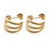 Nude Rose Stainless Steel 18K Gold Small Triple Circle Earring #E-199