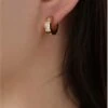 Nude Rose Stainless Steel 18K Gold Wide Small Cubic Earring #E-211