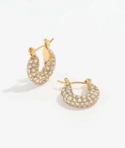 Nude Rose Stainless Steel 18K Gold Cubic Small Bold Earring #E-258