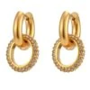 Nude Rose Stainless Steel 18K Gold Twist With Cubic Earring #E-260