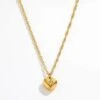 Nude Rose Stainless Steel 18K Gold Cubic Zircon Vintage Heart Pendant #N-036