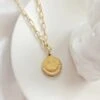 Nude Rose Stainless Steel 18K Gold Smiley Face Pendant Necklace #N-041