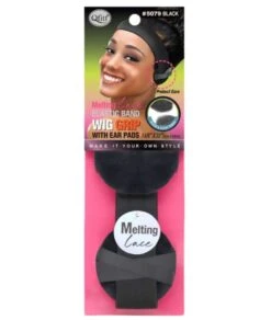 M&M Qfitt Melting Elastic Wig Grip With Ear Pads 1-1/8 Inch X 22 Inch [Black] #5079