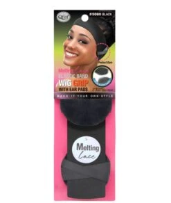 M&M Qfitt Melting Elastic Wig Grip With Ear Pads 2 Inch X 22 Inch [Black] #5080