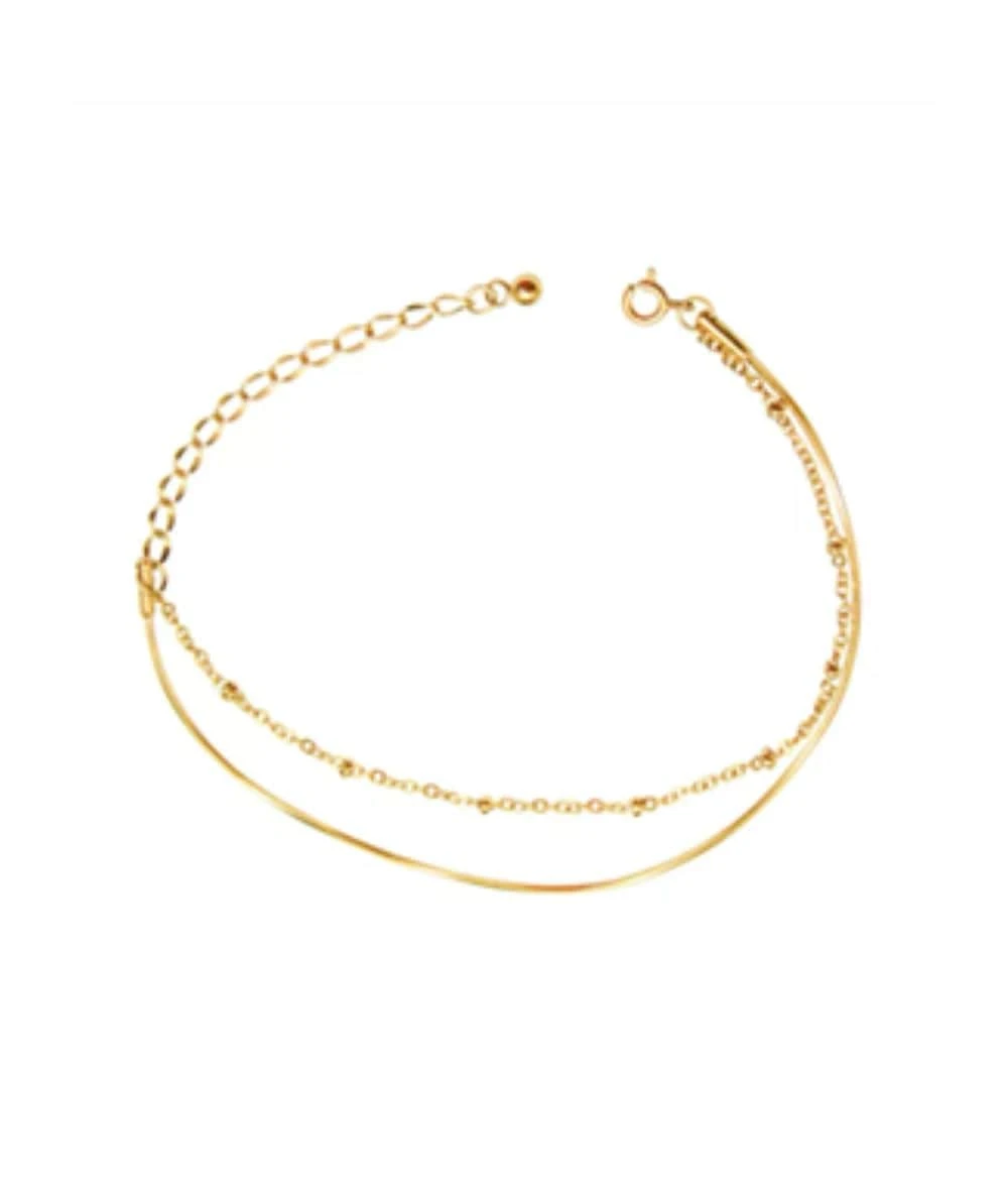 Nude Rose Stainless Steel 18K Gold Plated Double Layer Bracelet #B-036 1 Nude Rose Stainless Steel 18K Gold Plated Double Layer Bracelet #B-036