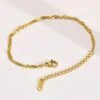Nude Rose Stainless Steel 18K Gold/P Shiny Water Ripple Chain Bracelet #B-044
