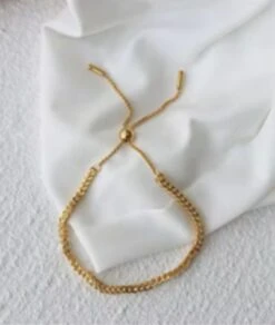 Nude Rose Stainless Steel 18K Gold/P Cuban Link Chain Adjustble Bracelet #B-049