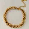 Nude Rose Stainless Steel 18K Gold Plated Vintage Corn Twist Bracelet #B-051