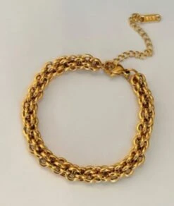 Nude Rose Stainless Steel 18K Gold Plated Vintage Corn Twist Bracelet #B-051