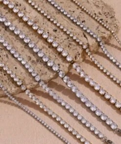 Nude Rose Stainless Steel 3Mm Zircon Chain Bracelet