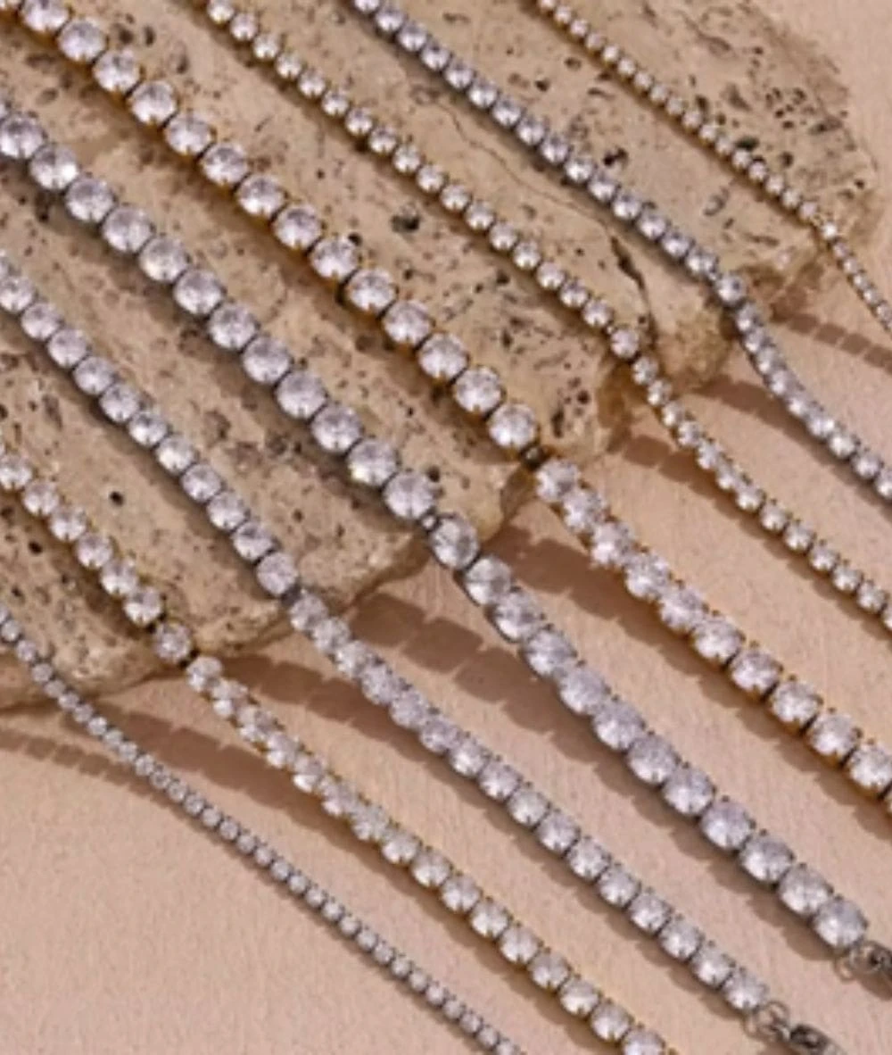 Nude Rose Stainless Steel 3Mm Zircon Chain Bracelet 1 Nude Rose Stainless Steel 3Mm Zircon Chain Bracelet