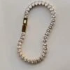 Nude Rose Stainless Steel 18K Gold/P Large Frosty Tennis Zircon Bracelet #B-069