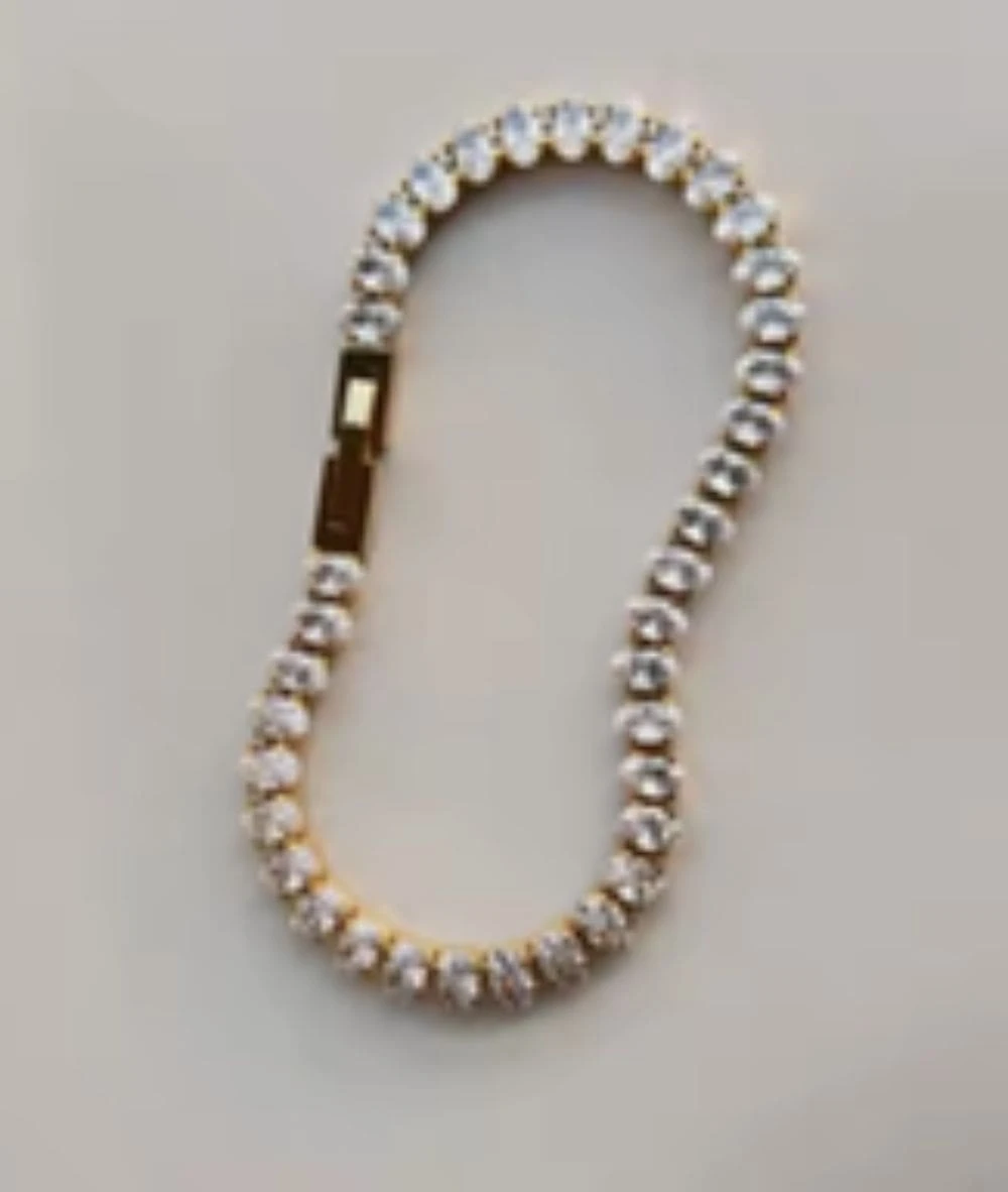 Nude Rose Stainless Steel 18K Gold/P Large Frosty Tennis Zircon Bracelet #B-069 1 Nude Rose Stainless Steel 18K Gold/P Large Frosty Tennis Zircon Bracelet #B-069