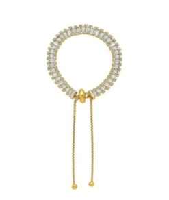 Nude Rose Stainless Steel 18K Gold Plated Tear Drop Zirconia Bracelet #B-070