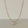 Nude Rose Stainless Steel 18K Gold Plated Waterdrop & Oval Cubic Necklace #N-088