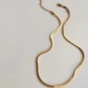 Nude Rose Stainless Steel 18K Gold Plated 1.5Mm Snake Chain Necklace #N-097