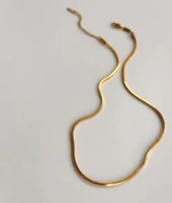 Nude Rose Stainless Steel 18K Gold Plated 1.5Mm Snake Chain Necklace #N-097