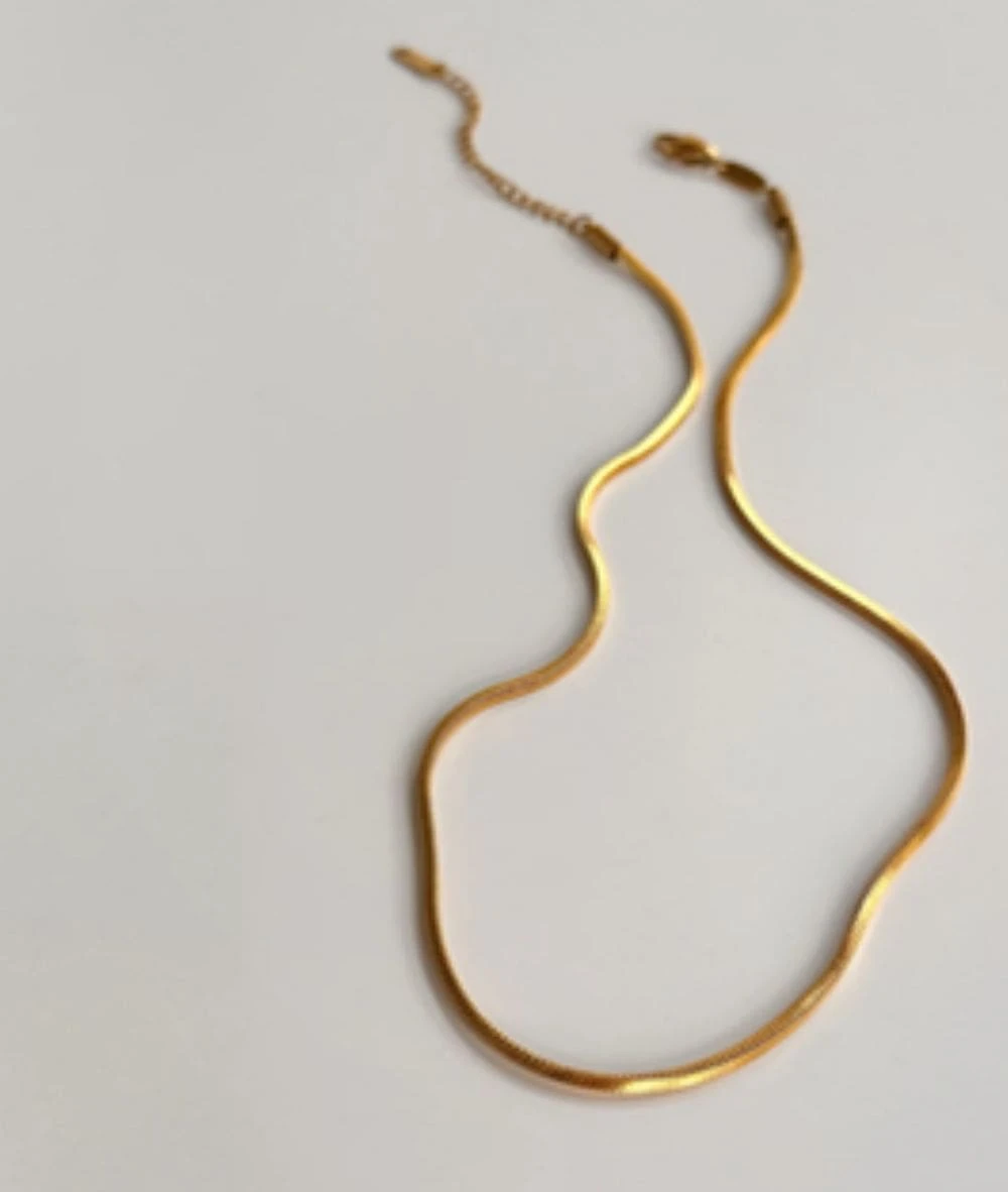 Nude Rose Stainless Steel 18K Gold Plated 1.5Mm Snake Chain Necklace #N-097 1 Nude Rose Stainless Steel 18K Gold Plated 1.5Mm Snake Chain Necklace #N-097