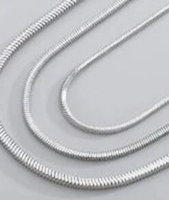 Nude Rose Stainless Steel Silver 1.5Mm Snake Chain Necklace #N-098