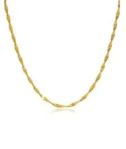 Nude Rose Stainless Steel 18K Gold/P Shiny Water Ripple Chain Necklace #N-101