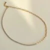 Nude Rose Stainless Steel 18K Gold/P H&H 2Mm Zircon Clip Chain Necklace #N-119