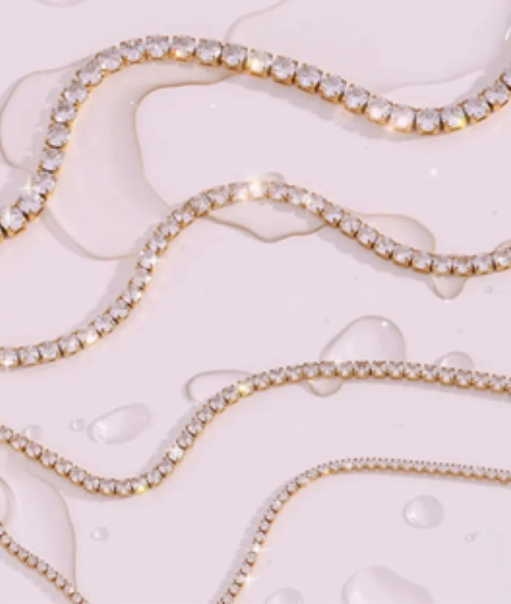 Nude Rose Stainless Steel 3Mm Chain Round Crystal Necklace 1 Nude Rose Stainless Steel 3Mm Chain Round Crystal Necklace