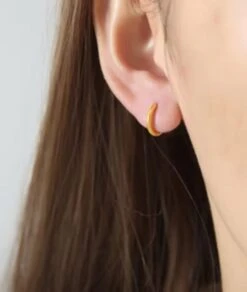 Nude Rose Stainless Steel 18K Gold Plated 8Mm Hoop Earrings #E-288