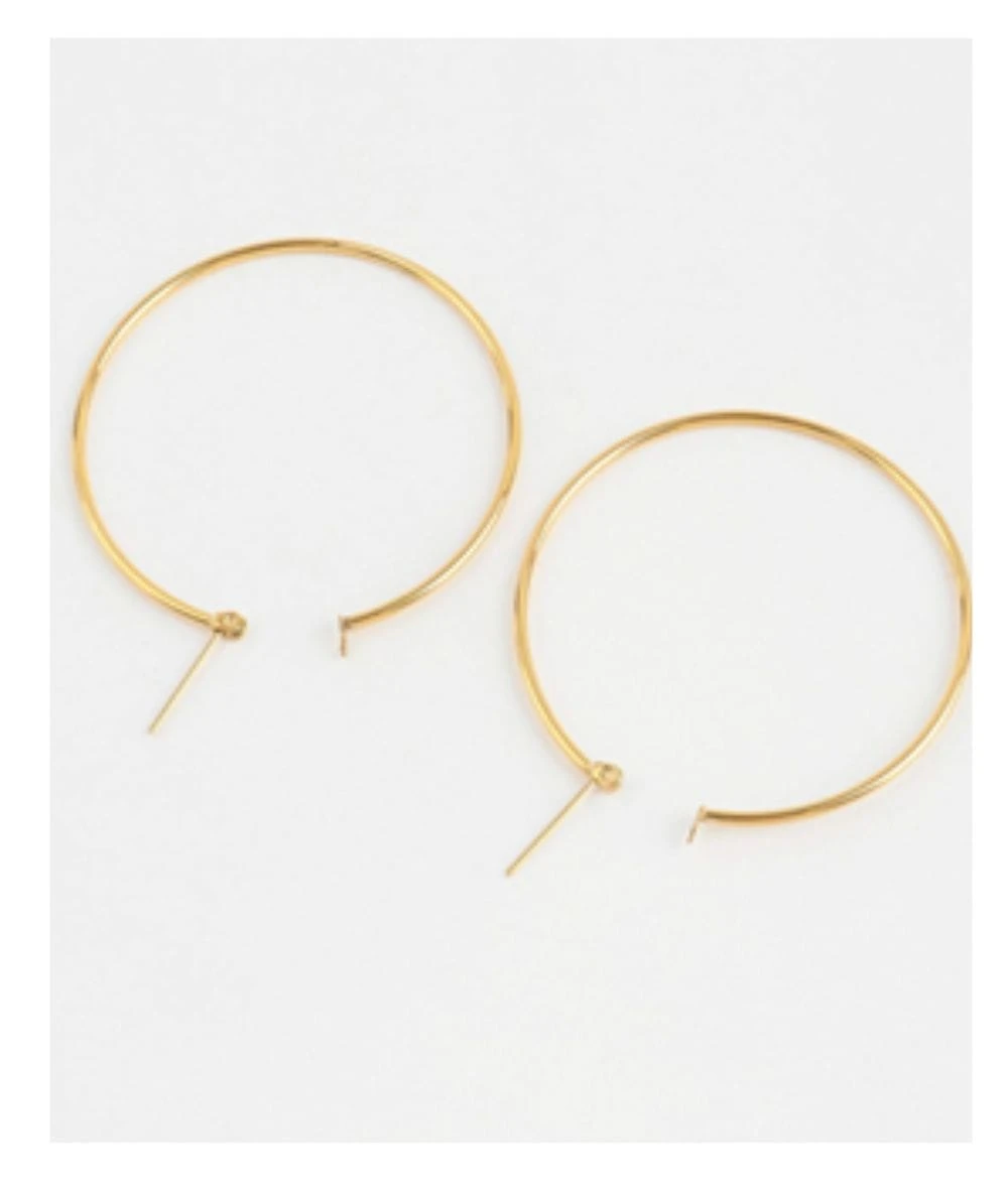 Nude Rose Stainless Steel 18K Gold Plated 50Mm Hoop Earrings #E-309 1 Nude Rose Stainless Steel 18K Gold Plated 50Mm Hoop Earrings #E-309